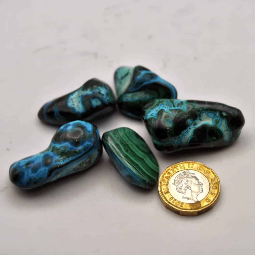 Malacolla (Malachite and Chrysocolla) Tumbled Stones