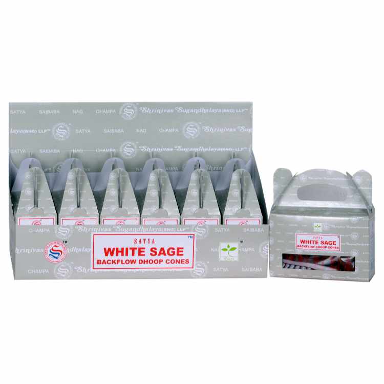 White Sage Backflow Dhoop Incense Cones From Satya