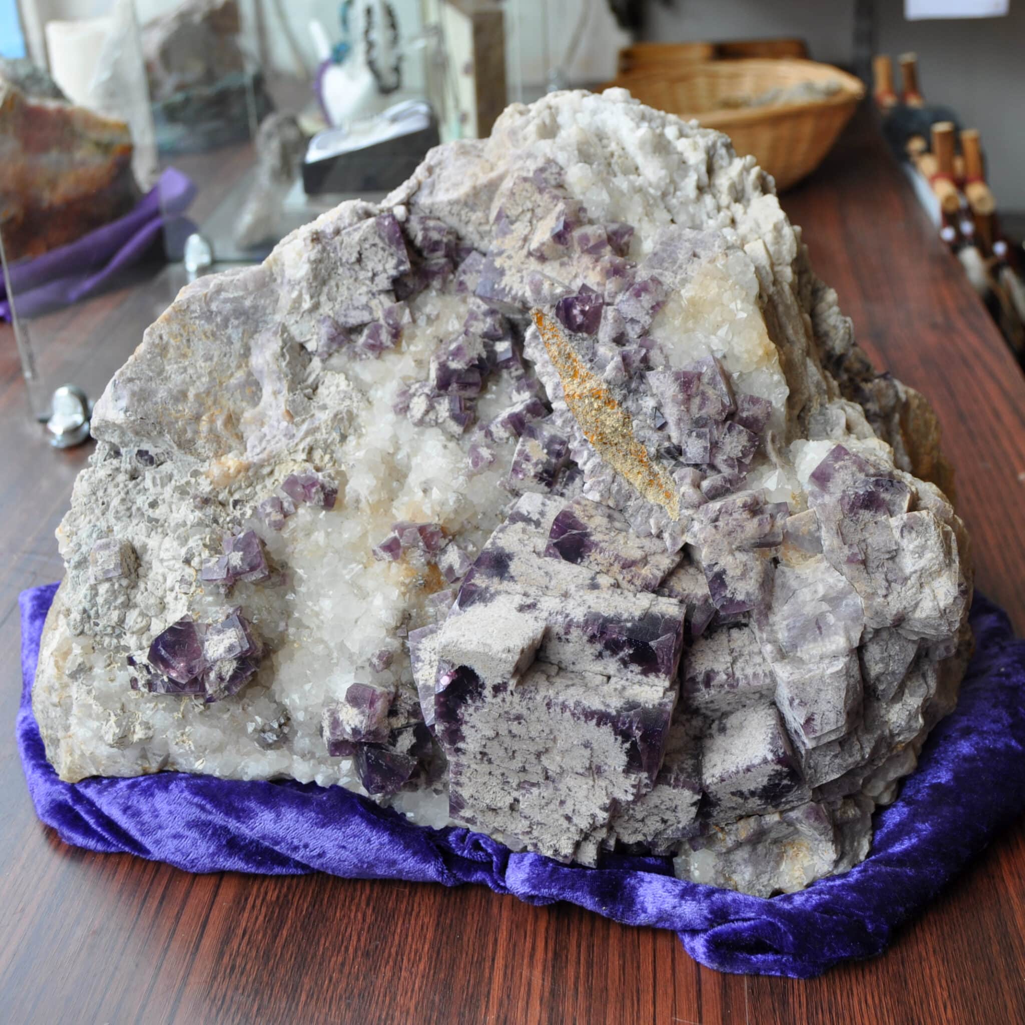 UV purple weardale fluorite with quartz