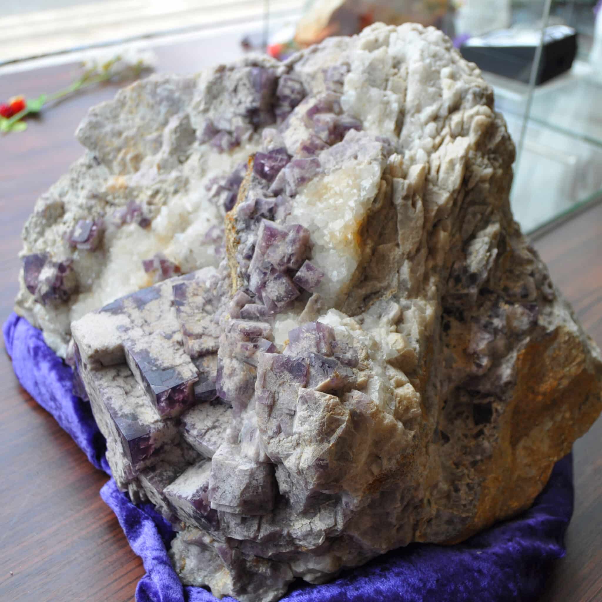 UV purple weardale fluorite with quartz